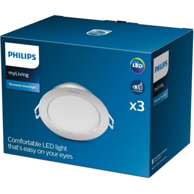 Philips Diamond Inbouwspot LED 3x3,5W/300lm Rond Nikkel