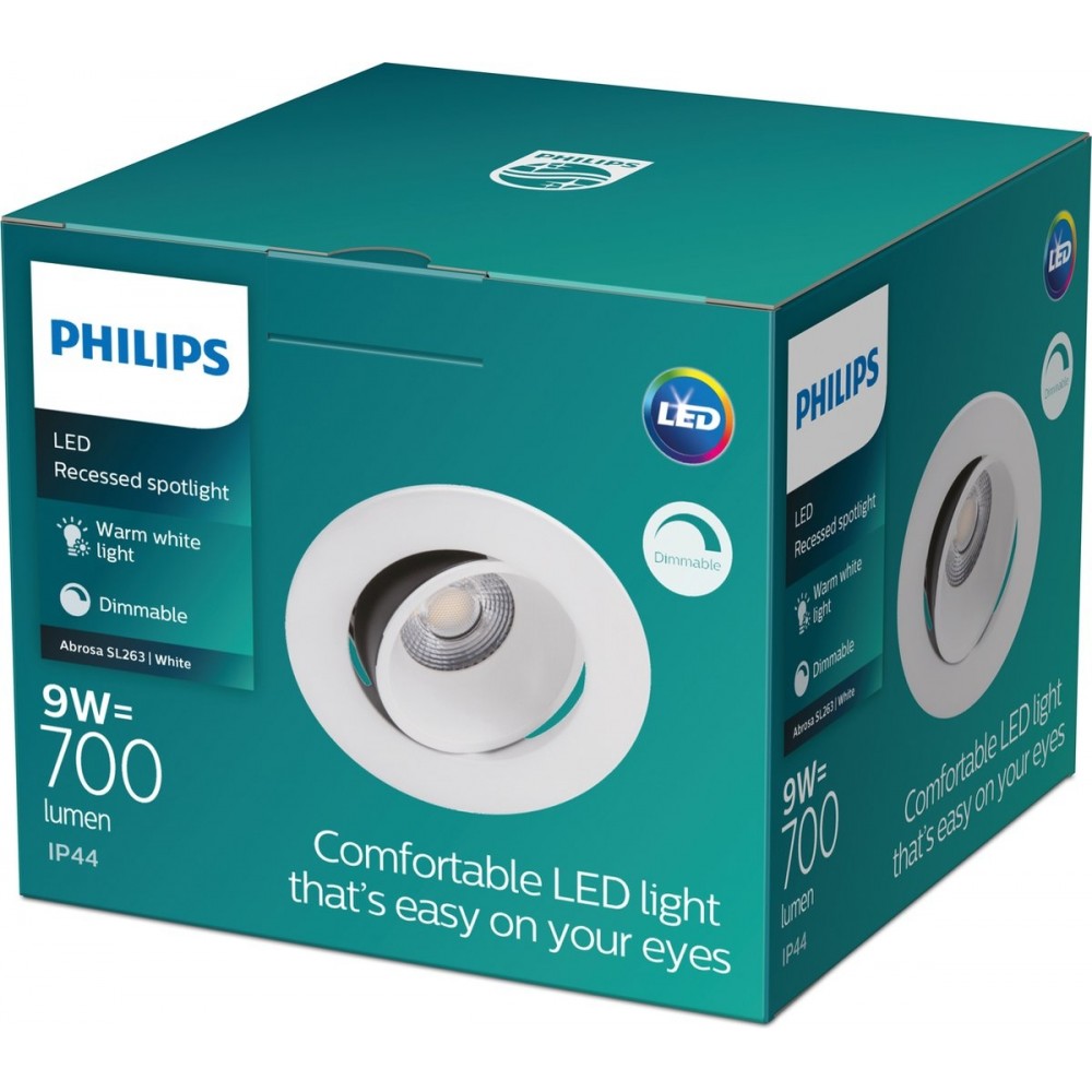 Philips Abrosa inbouwspot - 1-lichts - wit