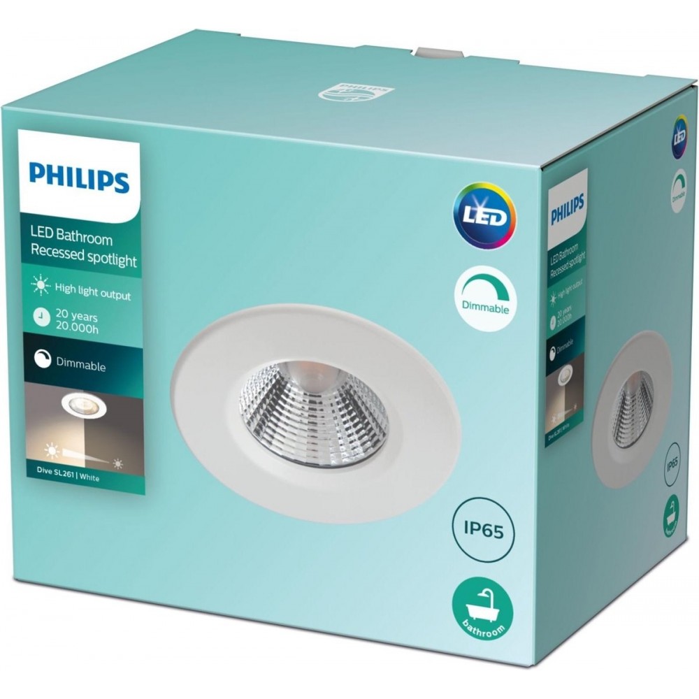 Philips Dive badkamerinbouwspot - 1-lichts - wit