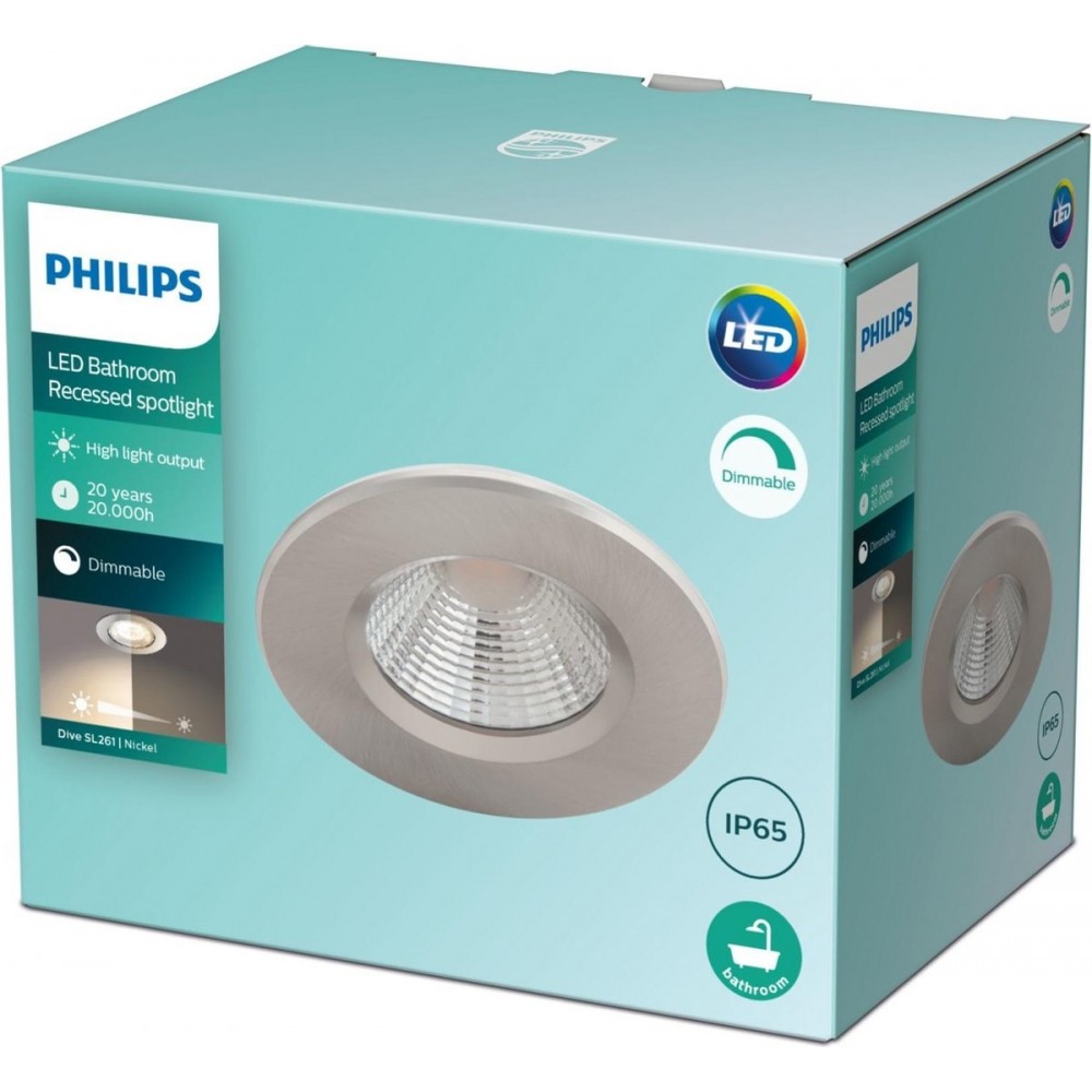 Philips Dive badkamerinbouwspot - 3-lichts - nikkel