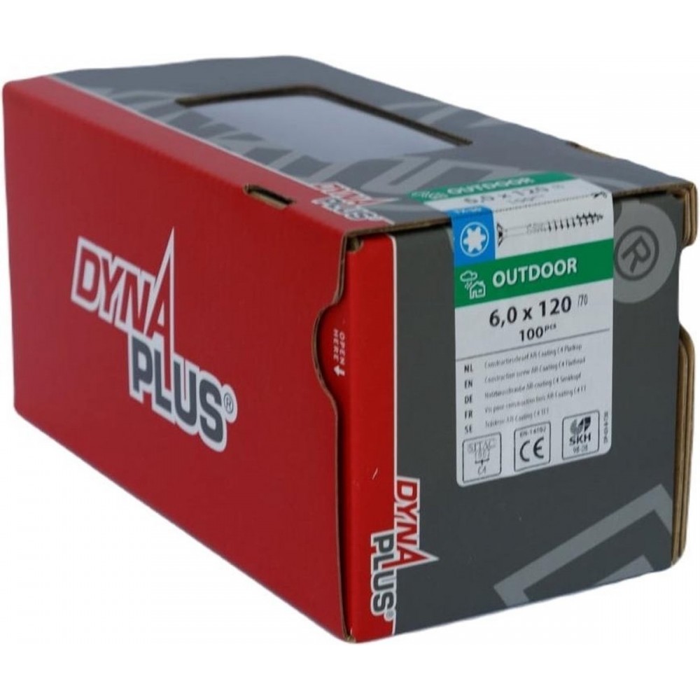 DynaPlus 0281.08.50801 Constructieschroef - Platkop - Deeldraad - Outdoor - TX30 - 6.0 x 120/70mm (100st)