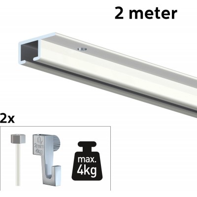ARTITEQ 2 METER ALL-IN-ONE TOP RAIL 4KG / WIT RAL9003