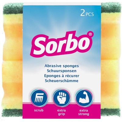 Sorbo Schuursponsen - 9x6,5x4,5cm - 2 stuks - Met handgreep