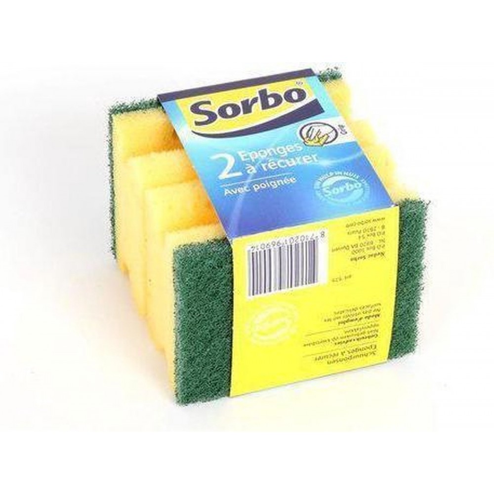 Sorbo Schuursponsen - 9x6,5x4,5cm - 2 stuks - Met handgreep