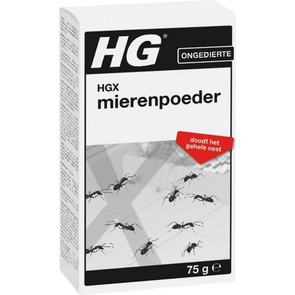 HGX mierenpoeder - NL-0017904-0002 - 75gr- bestrijdt het gehele nest - werkt binnen een uur - voor buiten