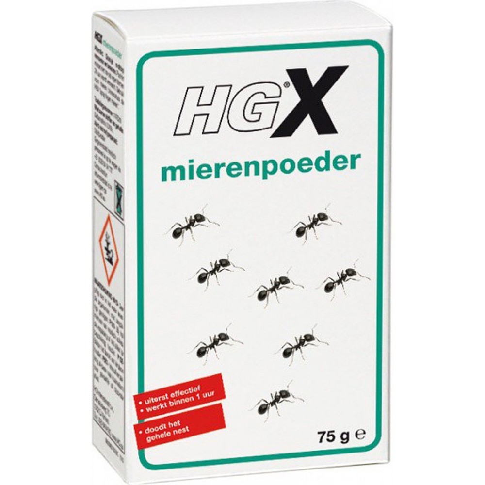 HGX mierenpoeder - NL-0017904-0002 - 75gr- bestrijdt het gehele nest - werkt binnen een uur - voor buiten