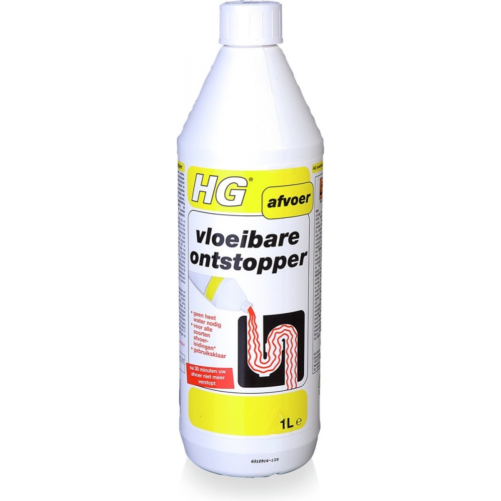 HG vloeibare ontstopper - 1L - de NR1 ontstopper - 100% opgelost 100% resultaat - werkt al na 5 minuten - biologisch afbreekbaar