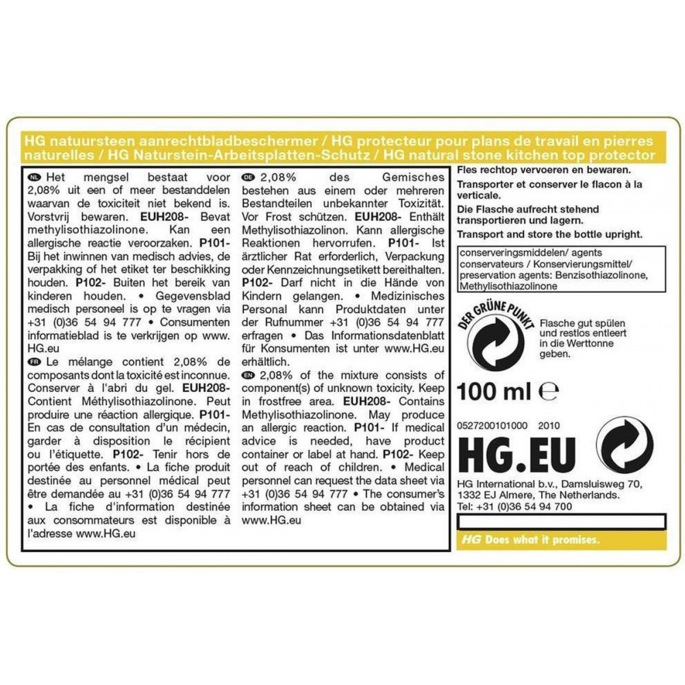 HG natuursteen aanrechtbladbeschermer - 100ml - inclusief niet pluizende doek