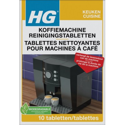 HG koffiemachine reinigingstabletten - 10 stuks - krachtige en veilige ontkalker - verlengt de levensduur van de machine