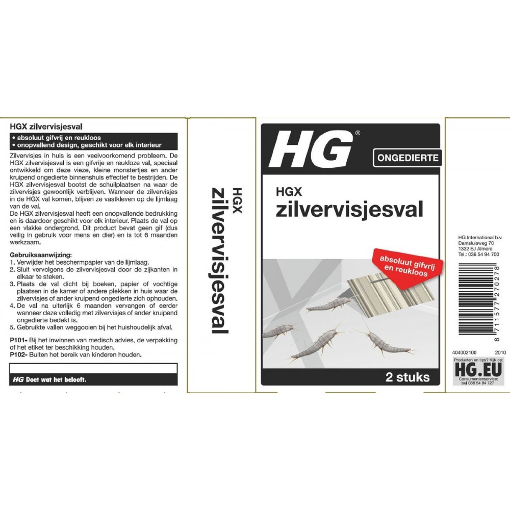 De HGX zilvervisjesval - 2 stuks - bevat geen gif - geurvrij - voor elk interieur