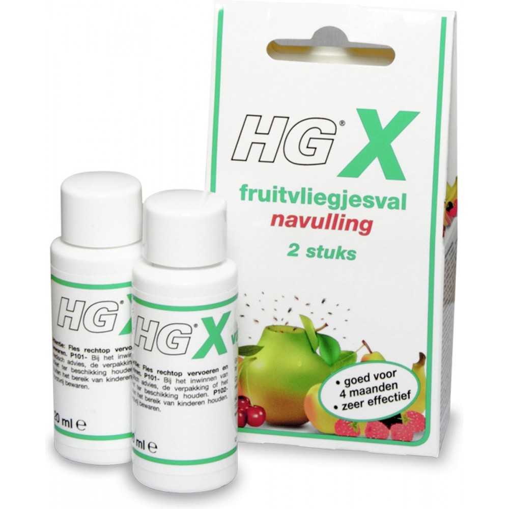 HGX fruitvliegjesval navulling - 2 x 20ml - effectieve bestrijdingsmiddel