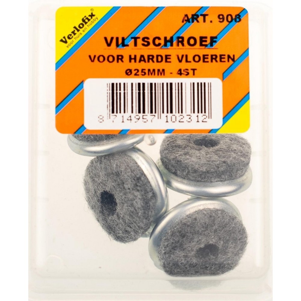 Verlofix Viltglijder Met Schroef Diameter 25mm Chroom 4 Stuks