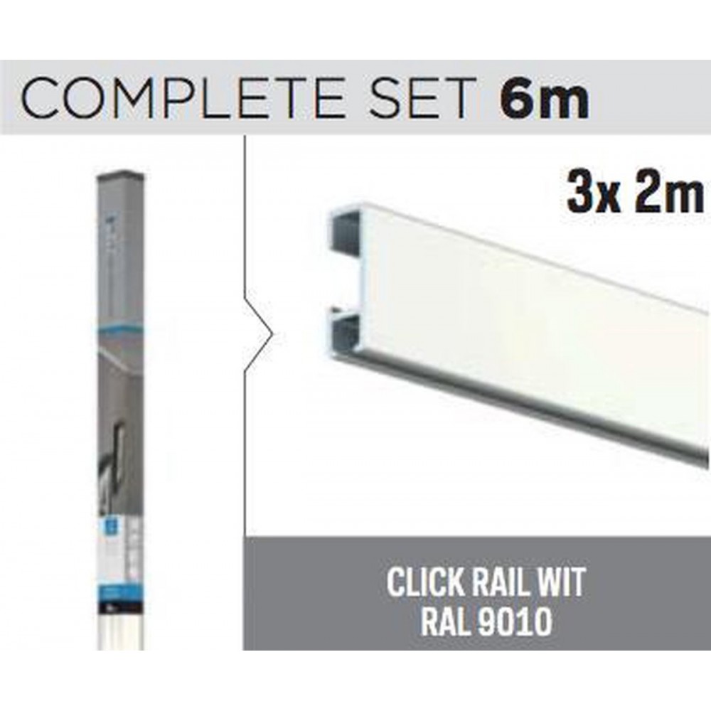 6 Meter all-in-One Click Rail / WIT PRIMER RAL 9016