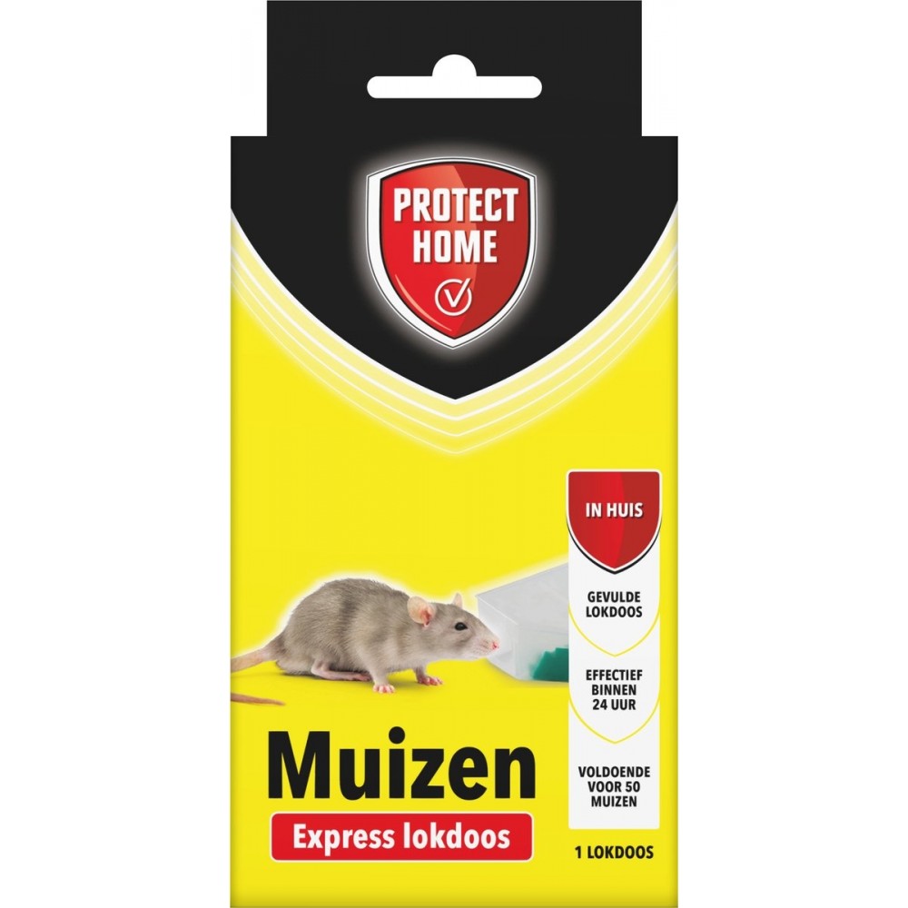 Protect Home Express Lokdoos Muizen - 1 Stuk - Muis Bestrijden - Effectief Binnen 24 Uur - Goed voor 50 Muizen