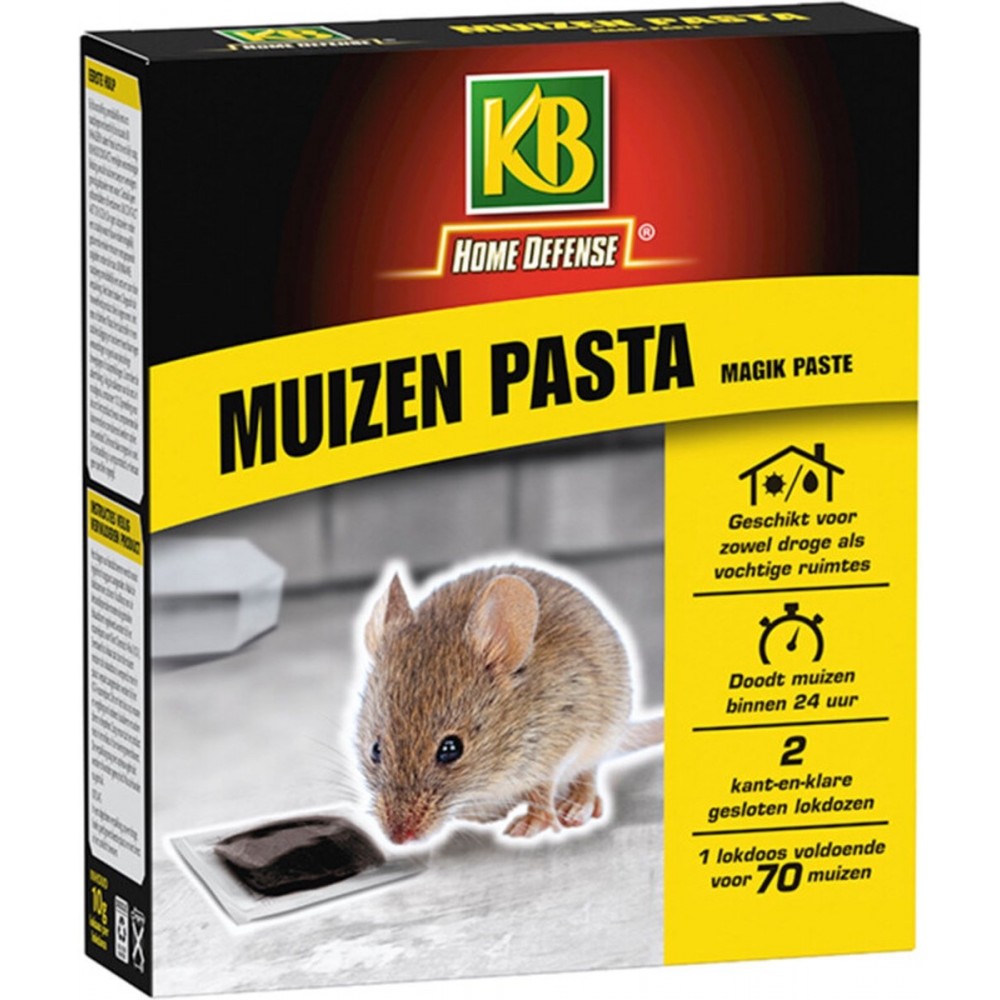 KB Home Defense Muizenlokdoos Magik Paste (pasta) - Muizenval - Muizen pasta (10g) voldoende voor 70 muizen - 2 stuks - Muizengif - Werkt binnen 24 uur