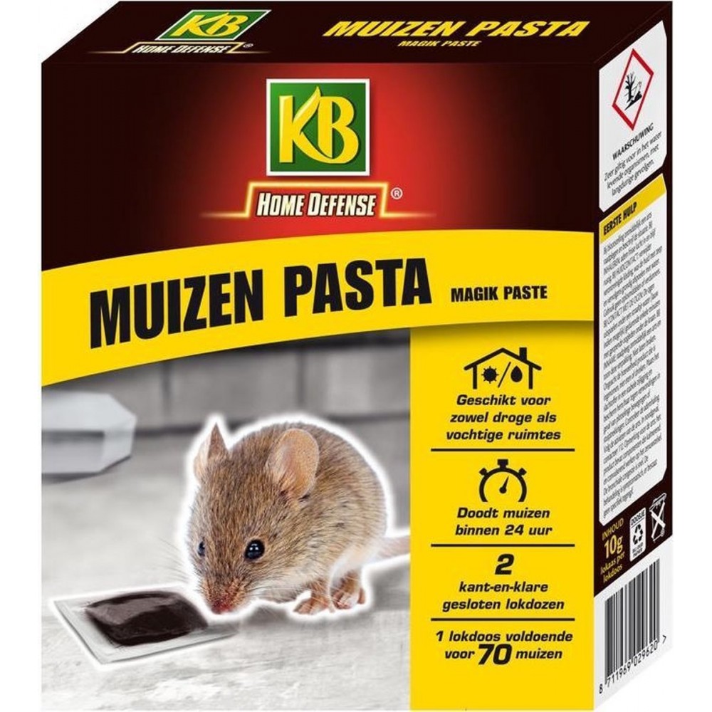 KB Home Defense Muizenlokdoos Magik Paste (pasta) - Muizenval - Muizen pasta (10g) voldoende voor 70 muizen - 2 stuks - Muizengif - Werkt binnen 24 uur