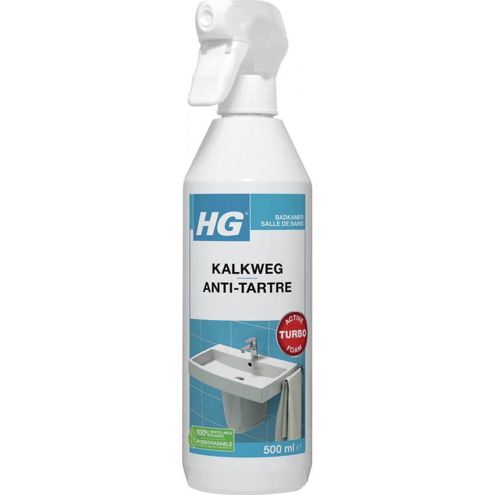 HG kalkweg schuimspray - 500ml - 100% glans - verwijdert en voorkomt kalk - biologisch afbreekbaar