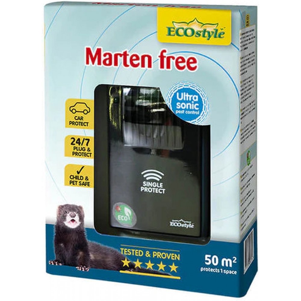 ECOstyle Marten Free 200 Tegen Marters - Ecologisch en Vriendelijk - 24/7 Bescherming - Voor Buitenshuis - 200 M² Bereik - Voor 1 Ruimte