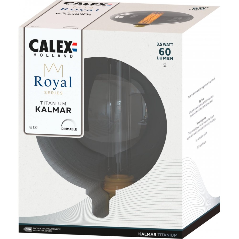 Calex XXL Royal Series Osby LED Lamp - XXL Lichtbron Titanium - E27 - 3.5W - Dimbaar