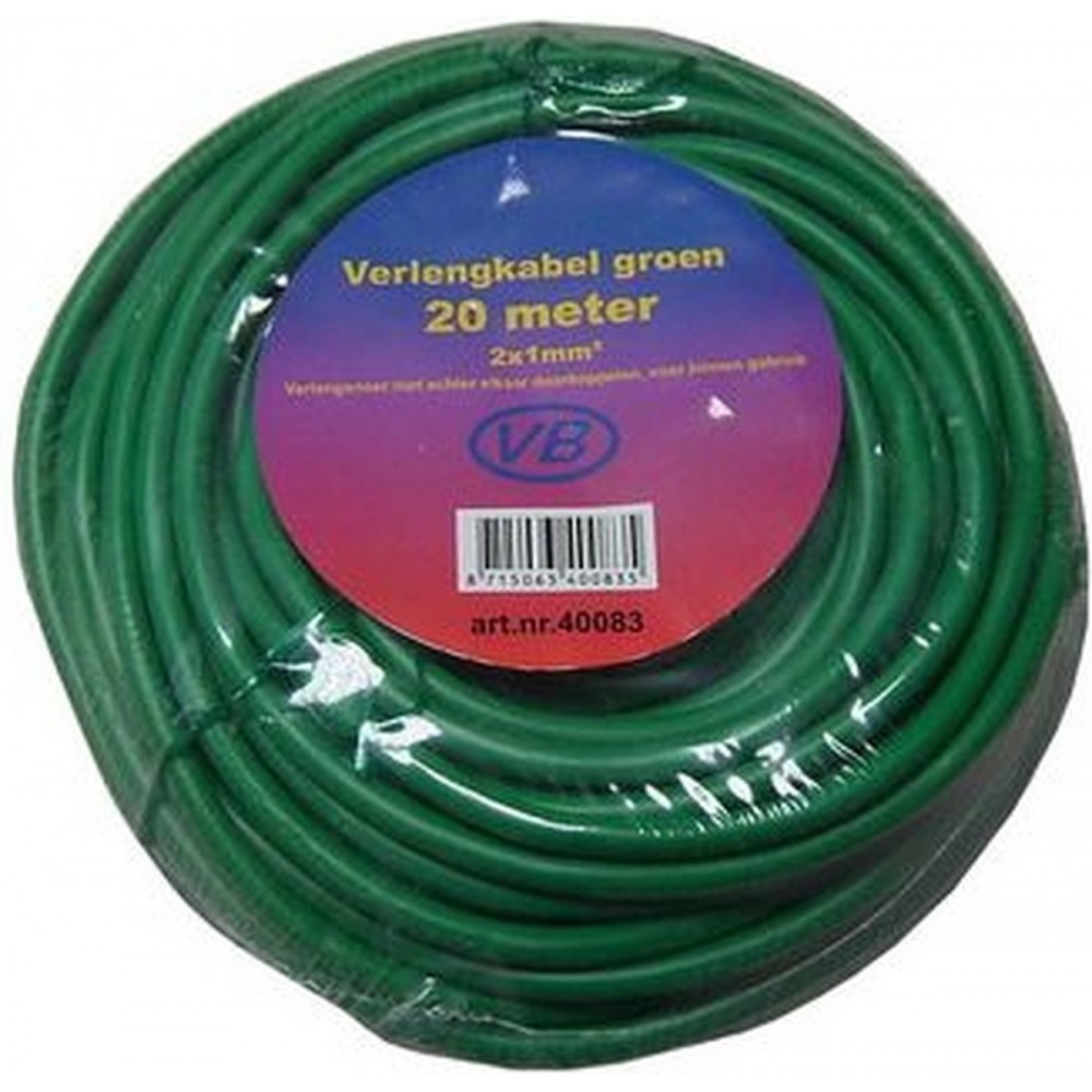 Gardenline - Verlengsnoer - groen - 20 Meter - 2 x 1.0 mm