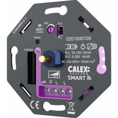 Calex Smart LED Dimmer - Wifi - Inbouw - 5-250W - Fase Aan/Afsnijding - Universeel