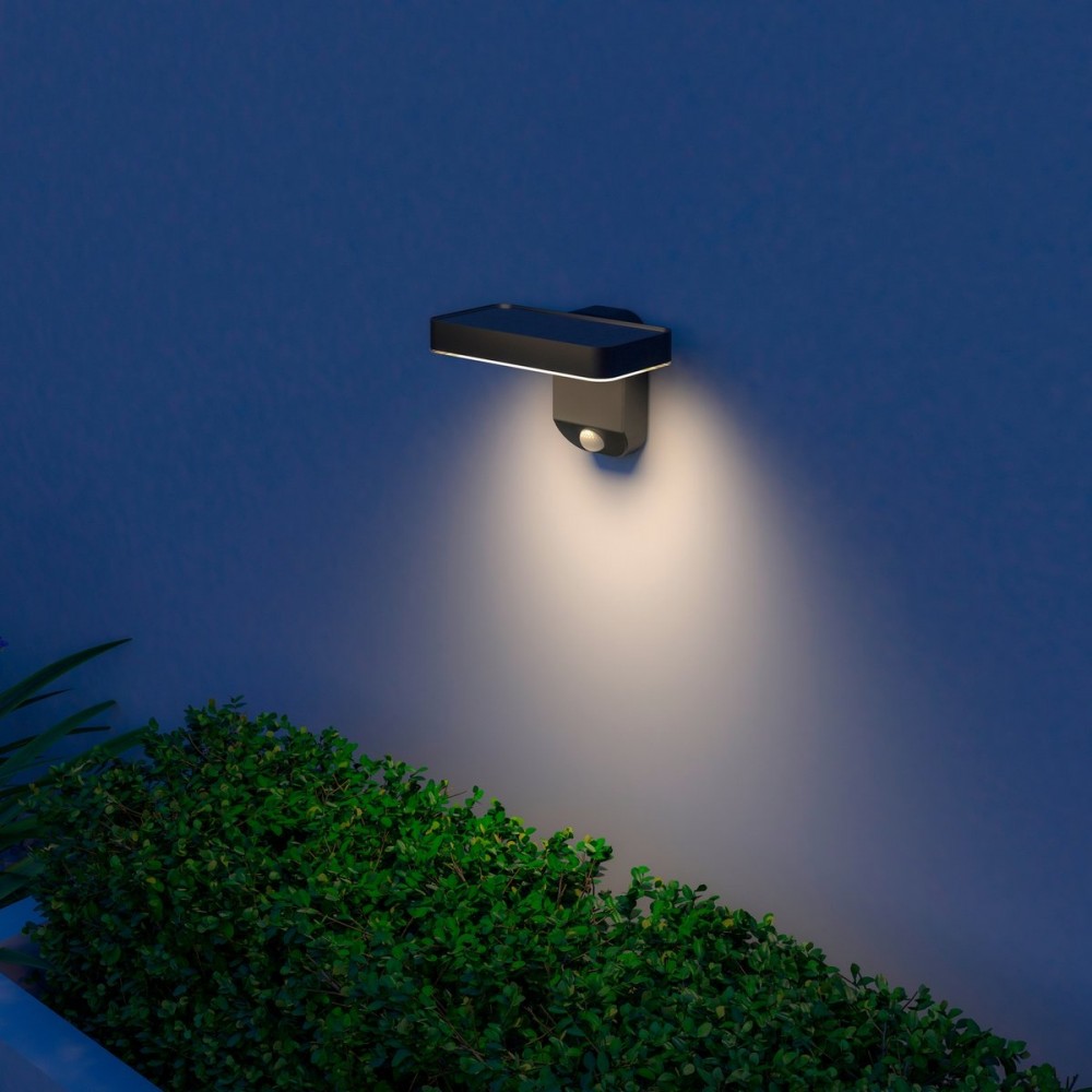 Calex Smart Outdoor Solar Buitenlamp - Slimme Wandlamp - RGB en Warm Wit - Zwart