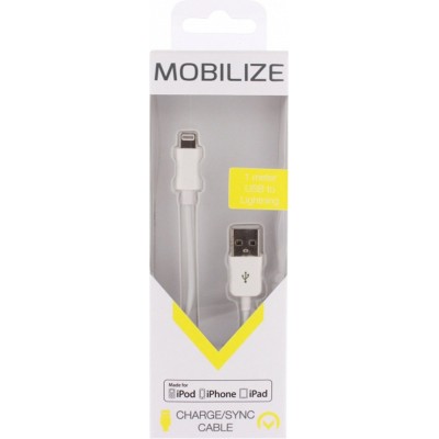 Mobilize USB-A naar Apple Lightning Kabel MFI 1 Meter - Wit