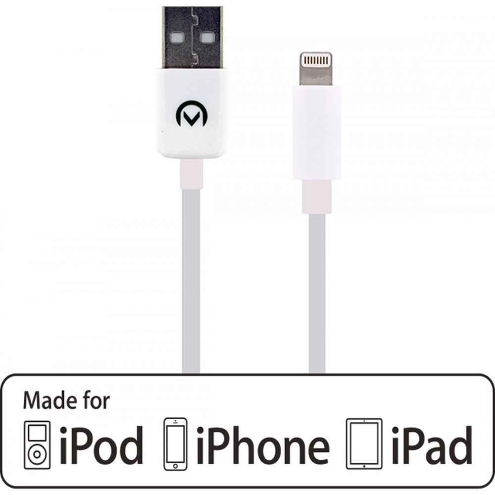 Mobilize USB-A naar Apple Lightning Kabel MFI 1 Meter - Wit