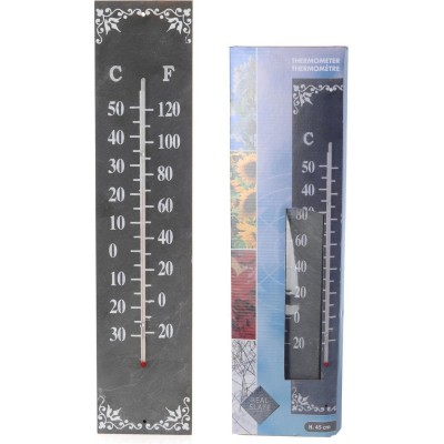 Thermometer leisteen zwart 45 cm