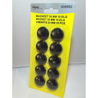 Koelkastmagneet - Whiteboard magneet - 30mm - zwart - 10 stuks