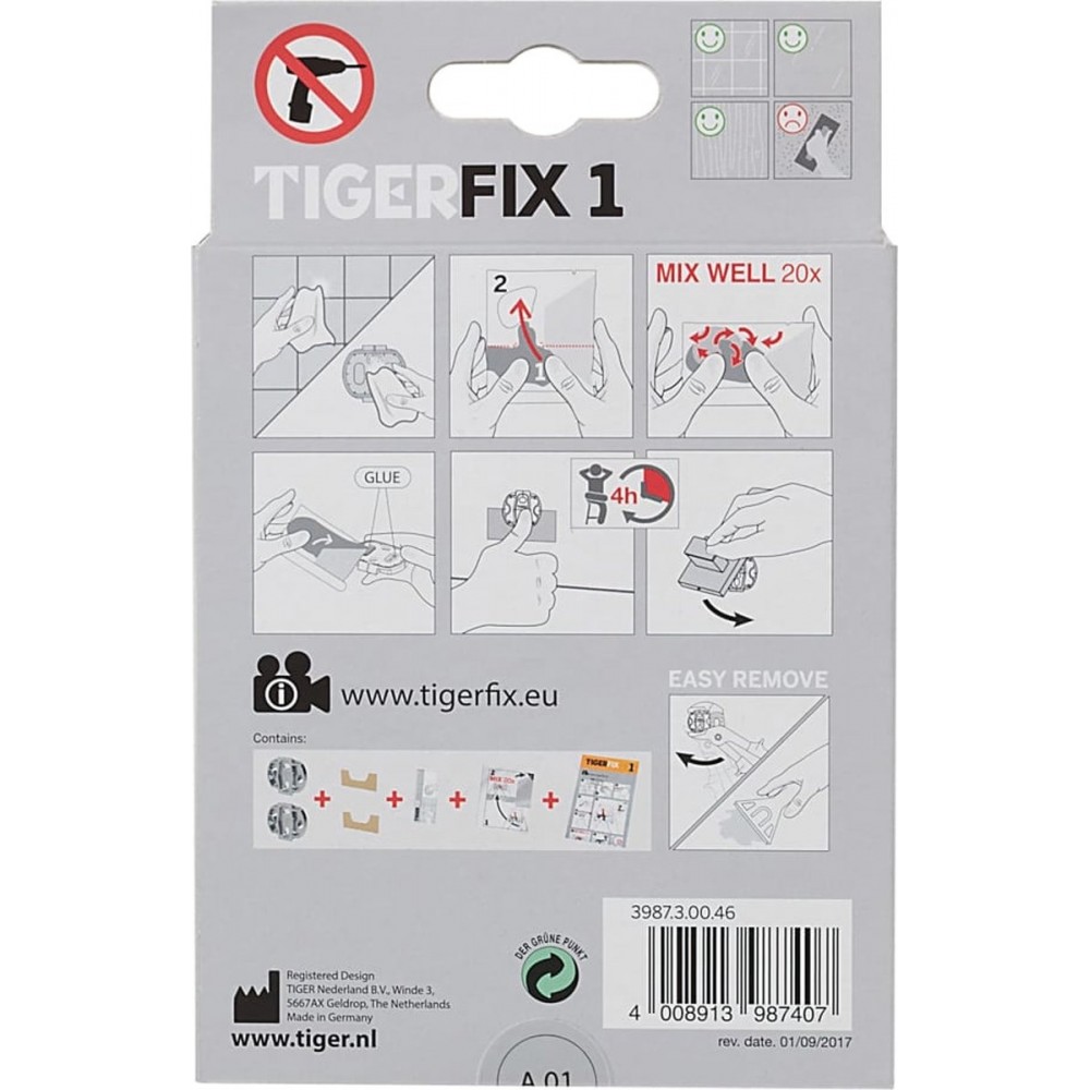 Tiger TigerFix type 1 - Tiger accessoires monteren zónder boren