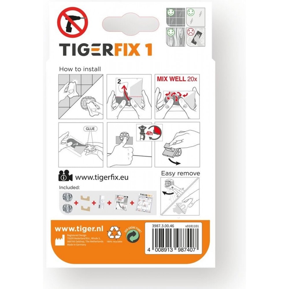 Tiger TigerFix type 1 - Tiger accessoires monteren zónder boren