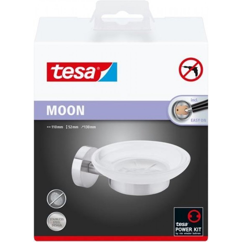 Tesa Moon Zeephouder 13.5x15.5x8.5cm zonder boren Zelfklevend Metaal roestvrij staal