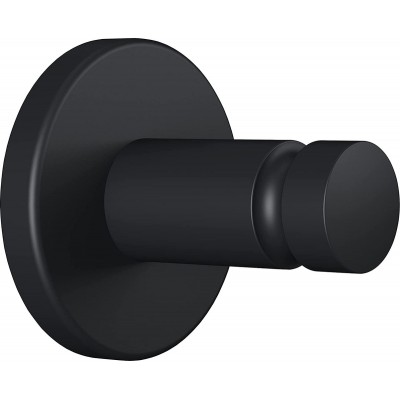 tesa MOON BLACK Handdoekhaak, mat zwart, voor Badkamer en Wc - voor Badkamers in Industriële en Moderne Stijl - Zonder Boren, Zelfklevend - 37 mm x 37 mm x 36 mm