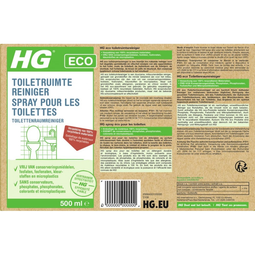 HG eco toiletruimte reiniger 500ml