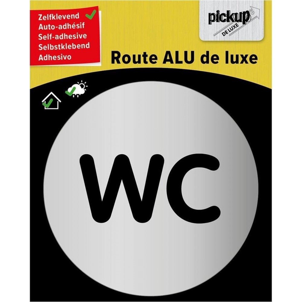 Pickup route rond diameter brushed alu WC - toilet - tekst rond diameter 80 mm