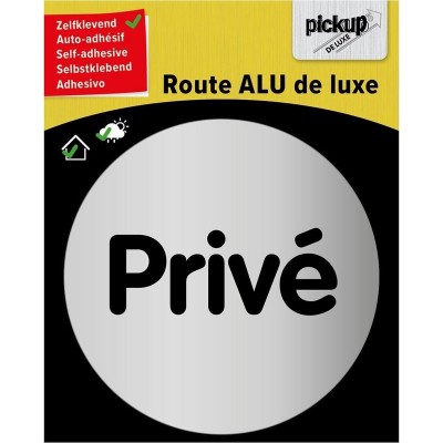 Pickup route rond diameter brushed alu Prive - tekst rond diameter 80 mm