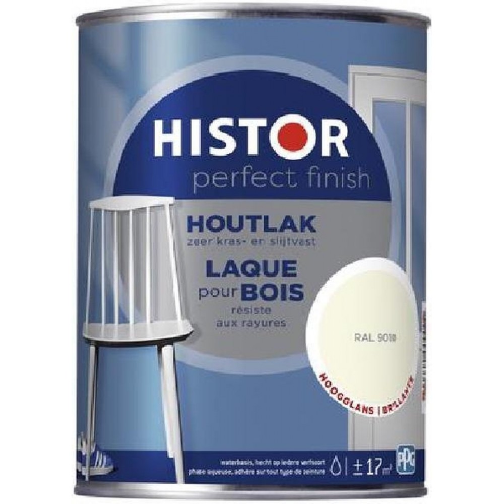 Histor Perfect Finish Houtlak Hoogglans - Krasvast & Slijtvast - Dekkend - 1.25L - RAL 9010 - Wit