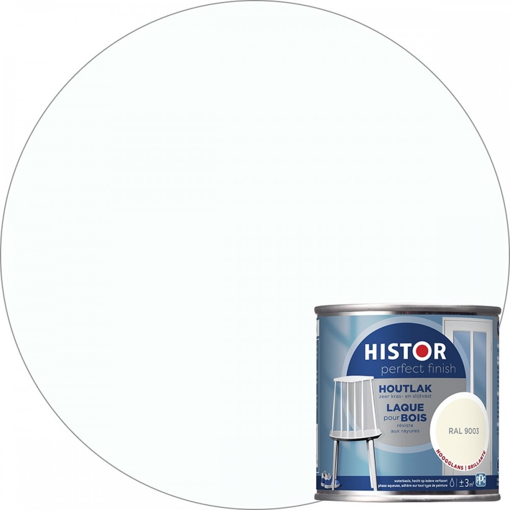 Histor Perfect Finish Houtlak Hoogglans - Krasvast & Slijtvast - Dekkend - 1.25L - RAL 9003 - Wit