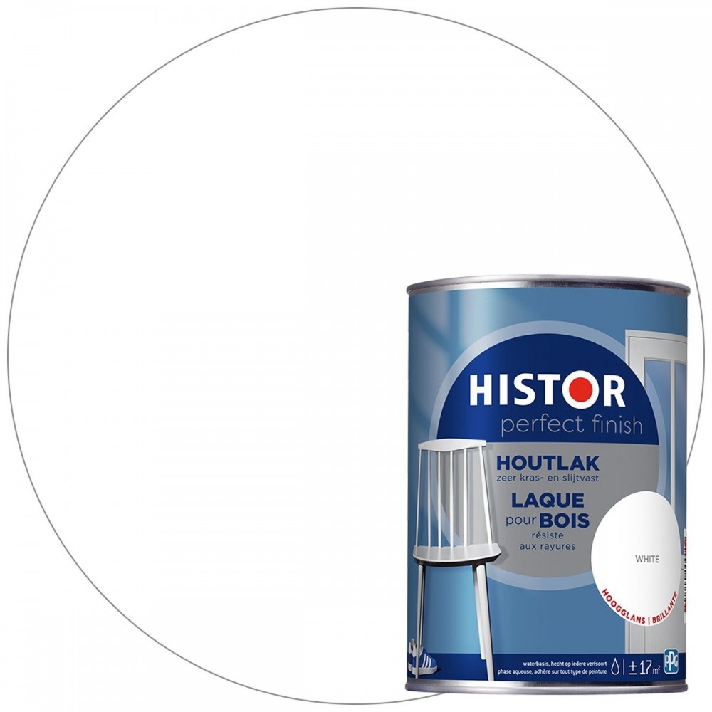 Histor Perfect Finish Houtlak Hoogglans - Krasvast & Slijtvast - Dekkend - 1.25L - White - Wit