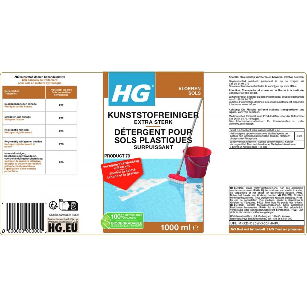 HG kunststofreiniger extra sterk (product 79) 1L