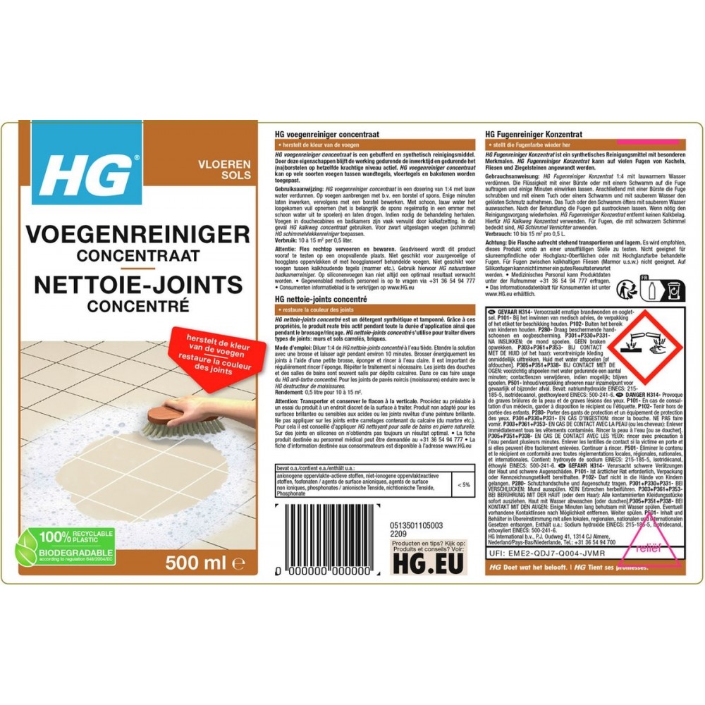 HG voegenreiniger concentraat 500ml