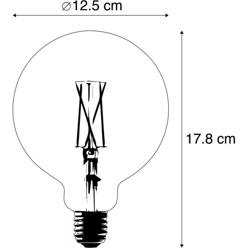 Calex Spiraal Filament LED Lamp - G125 Vintage Lichtbron - E27 - Goud - Warm Wit Licht - Dimbaar