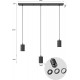 Calex Retro Plafondlamp - 3x E27 - Hanglamp Industrieel - 10 x 70 cm Pendellamp - Zwart