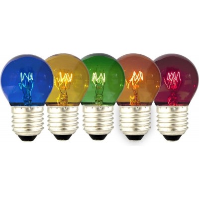Gekleurde kogellamp - 5-pack - E27 - 15W - 240V