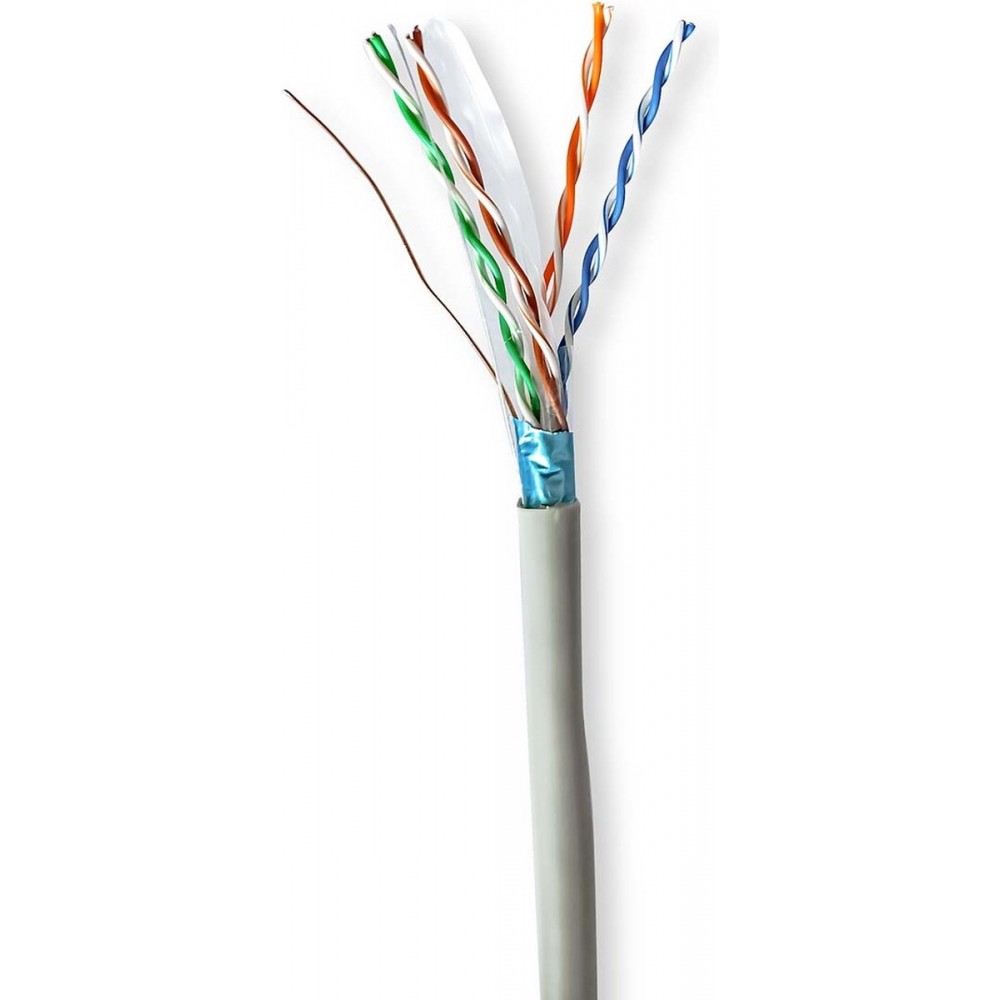Netwerk Kabel Rol - CAT6 - Solid - F/UTP - CCA - 305.0 m - Binnenshuis - Rond - PVC - Grijs - Gift Box