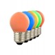 Gekleurde LED kogellamp - 5-pack - E27 - 1W - 240V