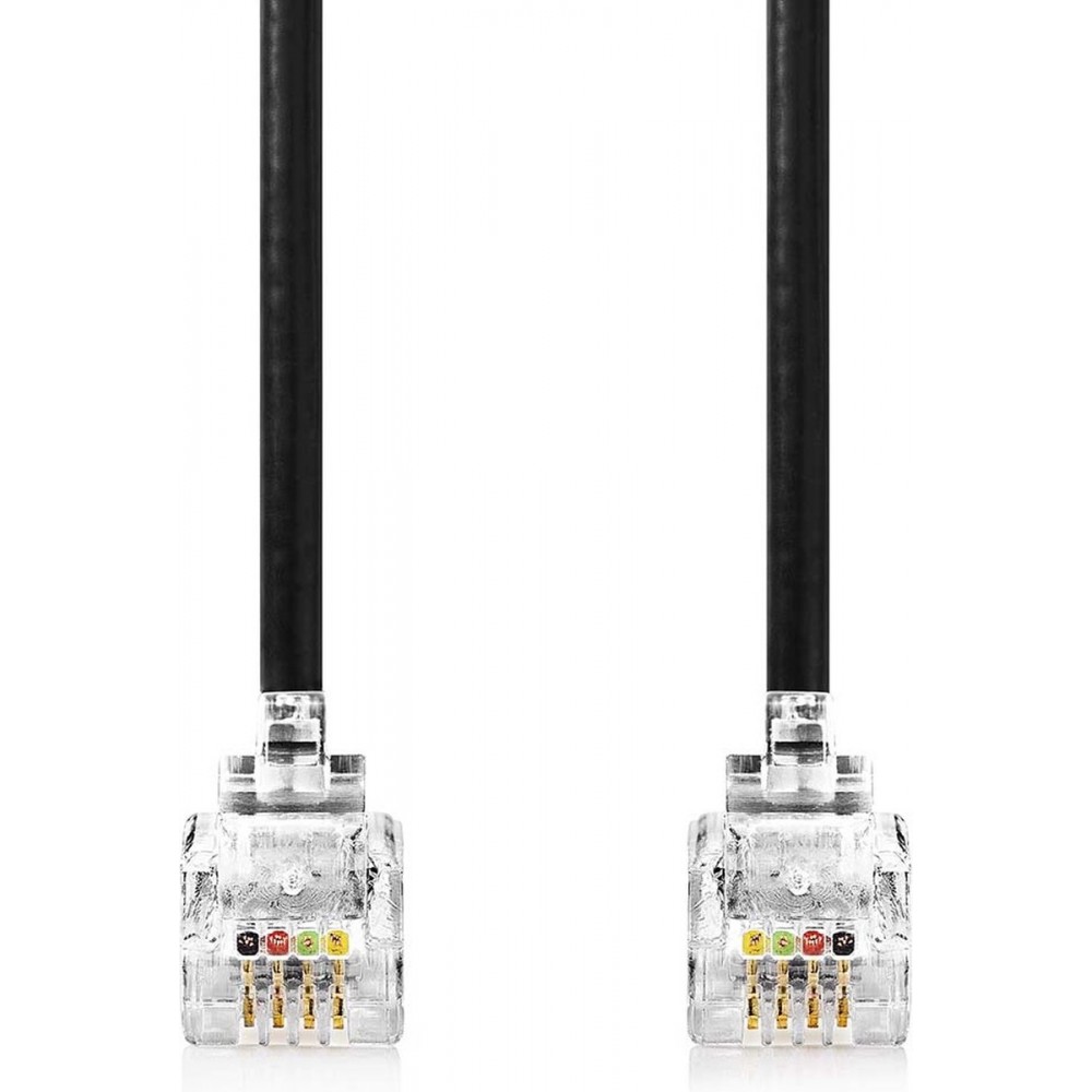 Nedis Telecomkabel - RJ10 Male - RJ10 Male - 5.00 m - Kabel design: Gekruld - Kabeltype: RJ10 - Zwart