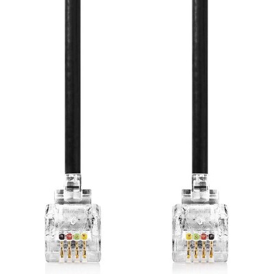 Nedis Telecomkabel - RJ10 Male - RJ10 Male - 5.00 m - Kabel design: Gekruld - Kabeltype: RJ10 - Zwart
