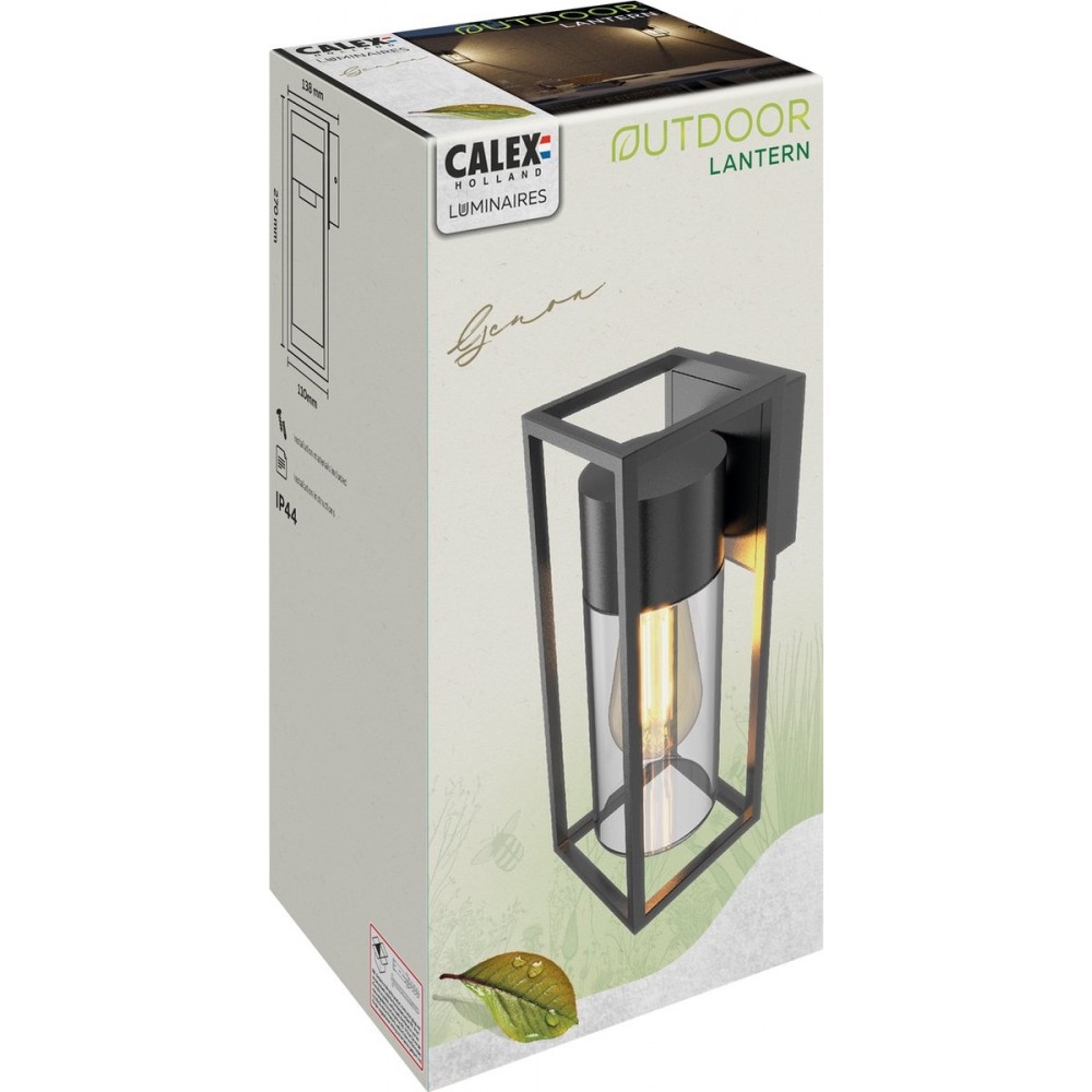 Calex LED Wandlamp Genoa - E27 – IP44 Spatwaterdicht - Zwart – Aluminium – Industrieel – Modern